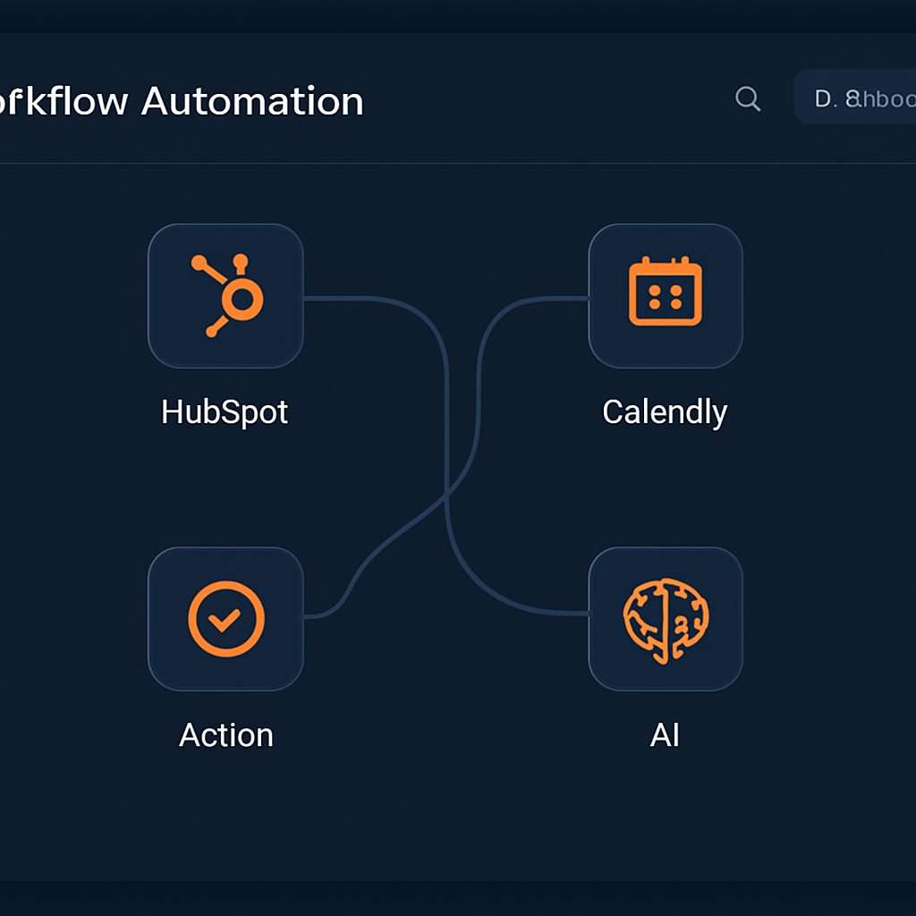 n8n workflow automation dashboard connecting HubSpot, Calendly, and AI services